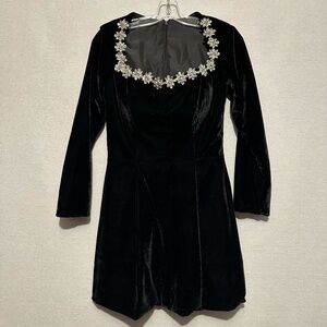 NWT New Fashion Velvet Rhinestone Long Sleeve Mini Dress - size 8P